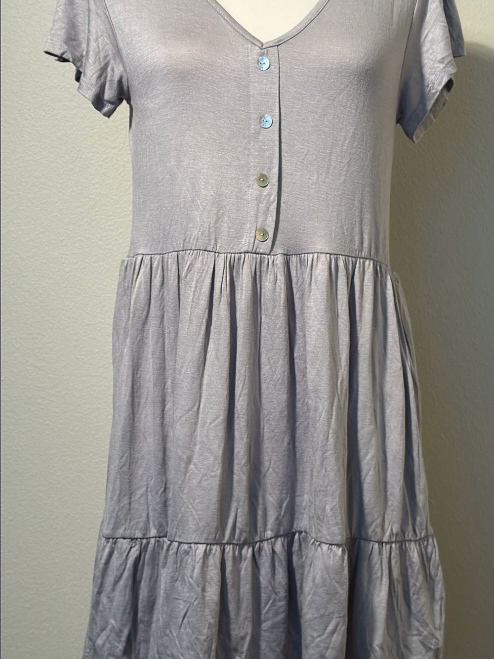 Starlet Gray Tunic Dress & Bobbie Brooks Printed Leggings Set M - Picture 7 of 14